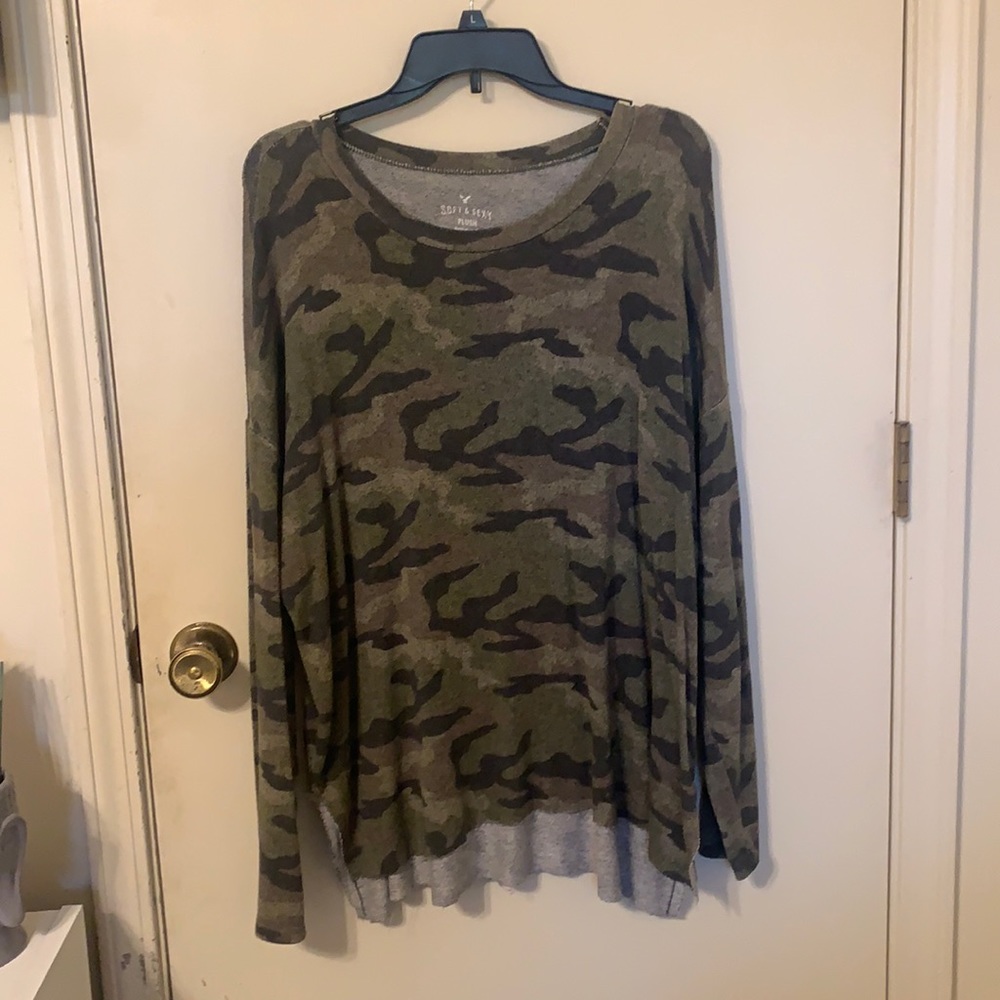 American Eagle Plush Camo Top